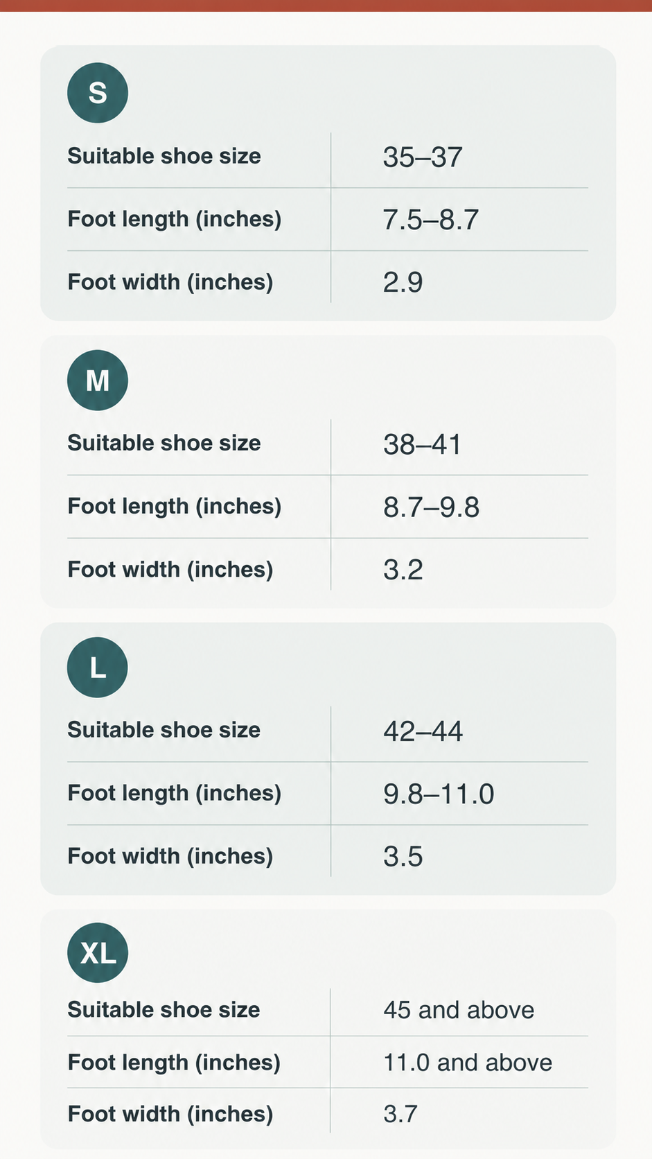Size chart